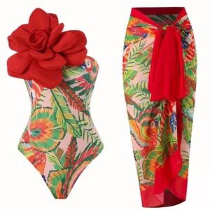 Tropical Swimsuit With Cover Up